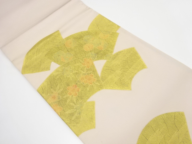 アンティーク　金彩　地紙に菊・桜模様袋帯（材料）